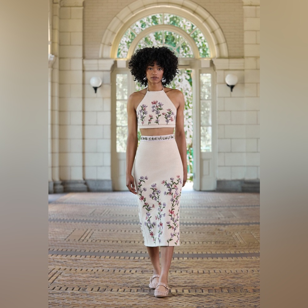 Agua by Agua Bendita Cream Floral Skirt Set